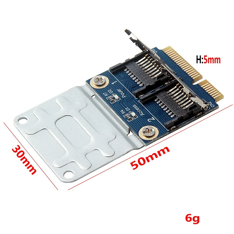 2 SSD HDD для ноутбука двойной Micro-SD SDHC SDXC TF к Mini PCIe считыватель карт памяти mpcie в 2 Mini-SDCARD Mini Pci-E адаптер