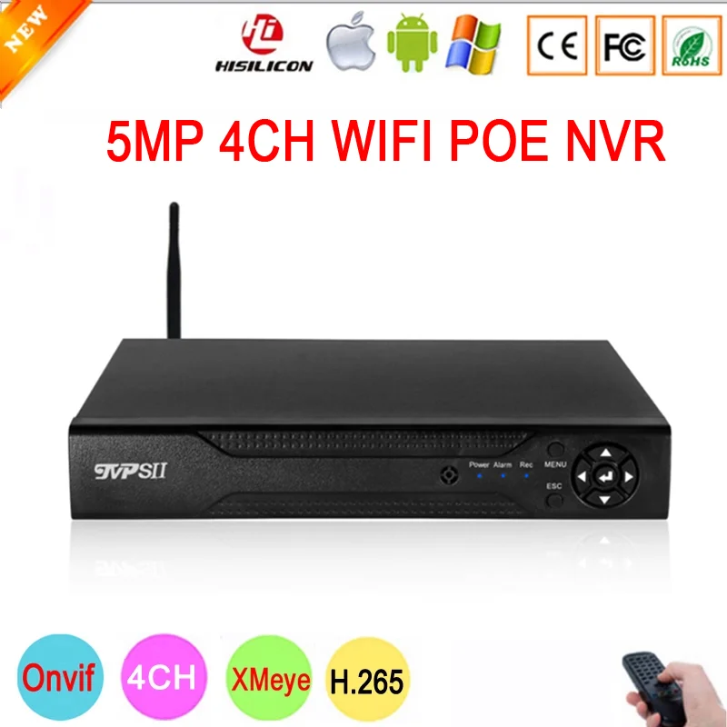 Remote Control Hi3536D XMeye Audio 48V Max 8TB H.265+ 5mp 4CH 4 Channel Face Detection Onvif IP WIFI POE CCTV DVR NVR main picture