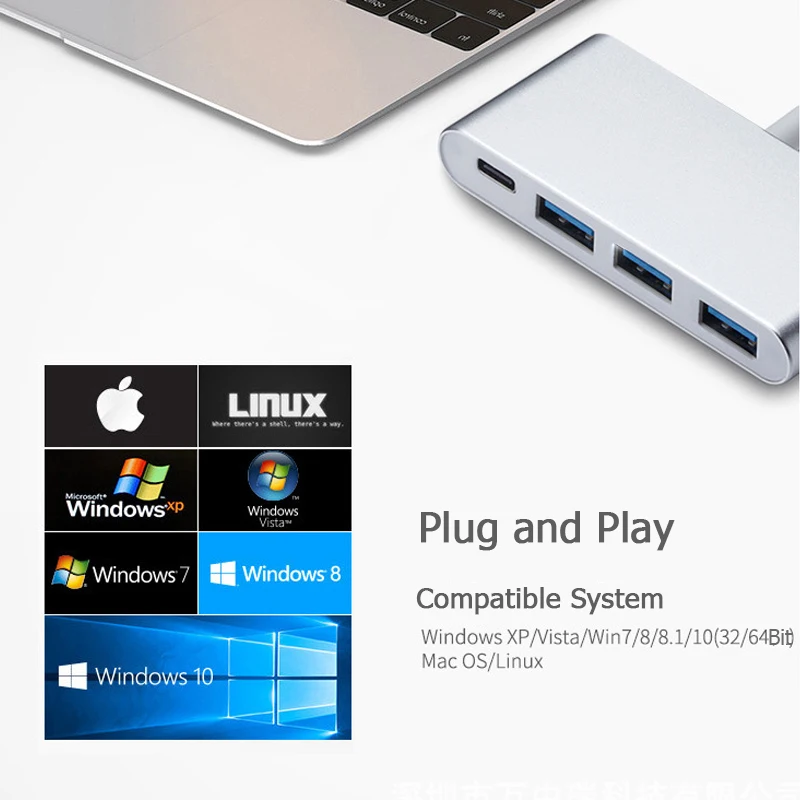 4 порта type C к USB 3,1 концентратор 4 в 1 10 Гбит/с высокоскоростной внешний кард-ридер адаптер зарядное устройство для телефона USB устройство