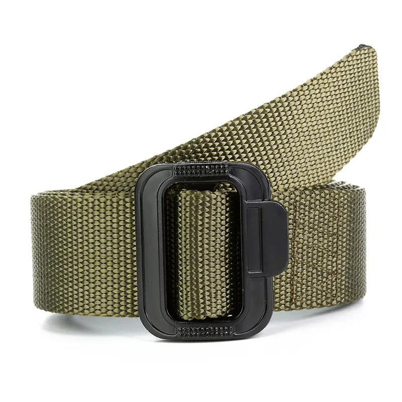 C Army green Ремень унисекс Одноцветный качественный нейлоновый сплав гладкая пряжка мужской ремень повседневный простой мужской и женский ковбойский ремень - Цвет: C Army green