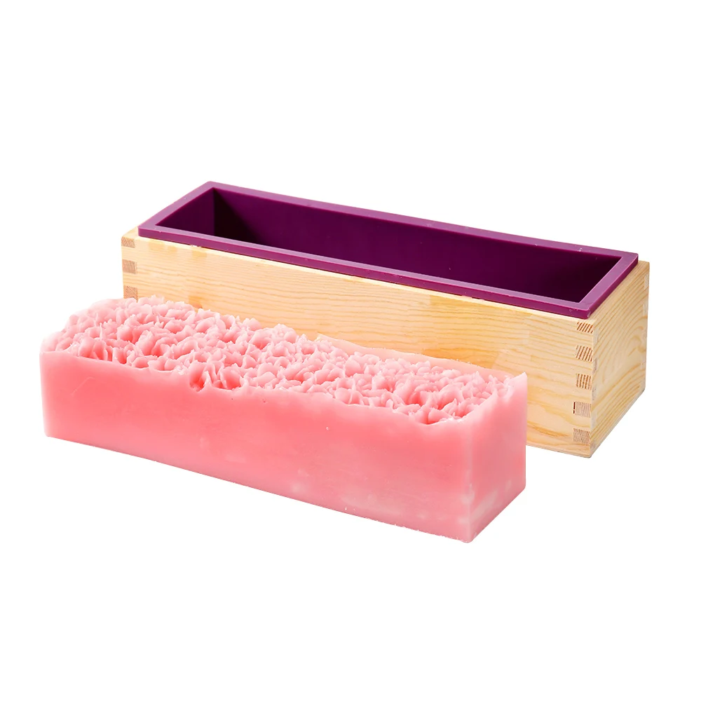 Nicole Silicone Loaf Soap Mold Flexible Rectangle Mould with Wooden Box DIY Handmade Tools Nicole Silicone Loaf Soap Mold Flexible Rectangle Mould with Wooden Box DIY Handmade Tools