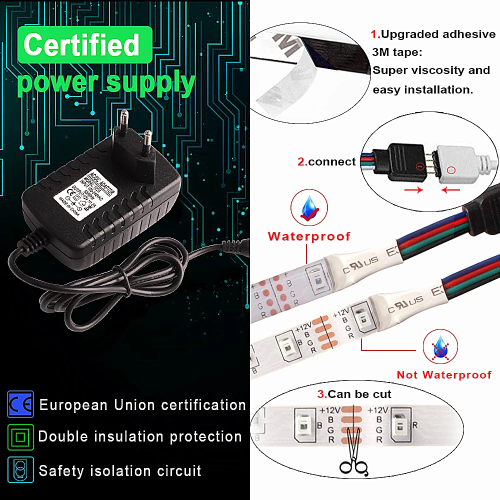 RGB Светодиодная лента wifi контроллер 5 м 10 м Светодиодная лента fita e гибкий неоновый светильник лента Диодная лента 12 в водонепроницаемый светодиодный светильник s лампа