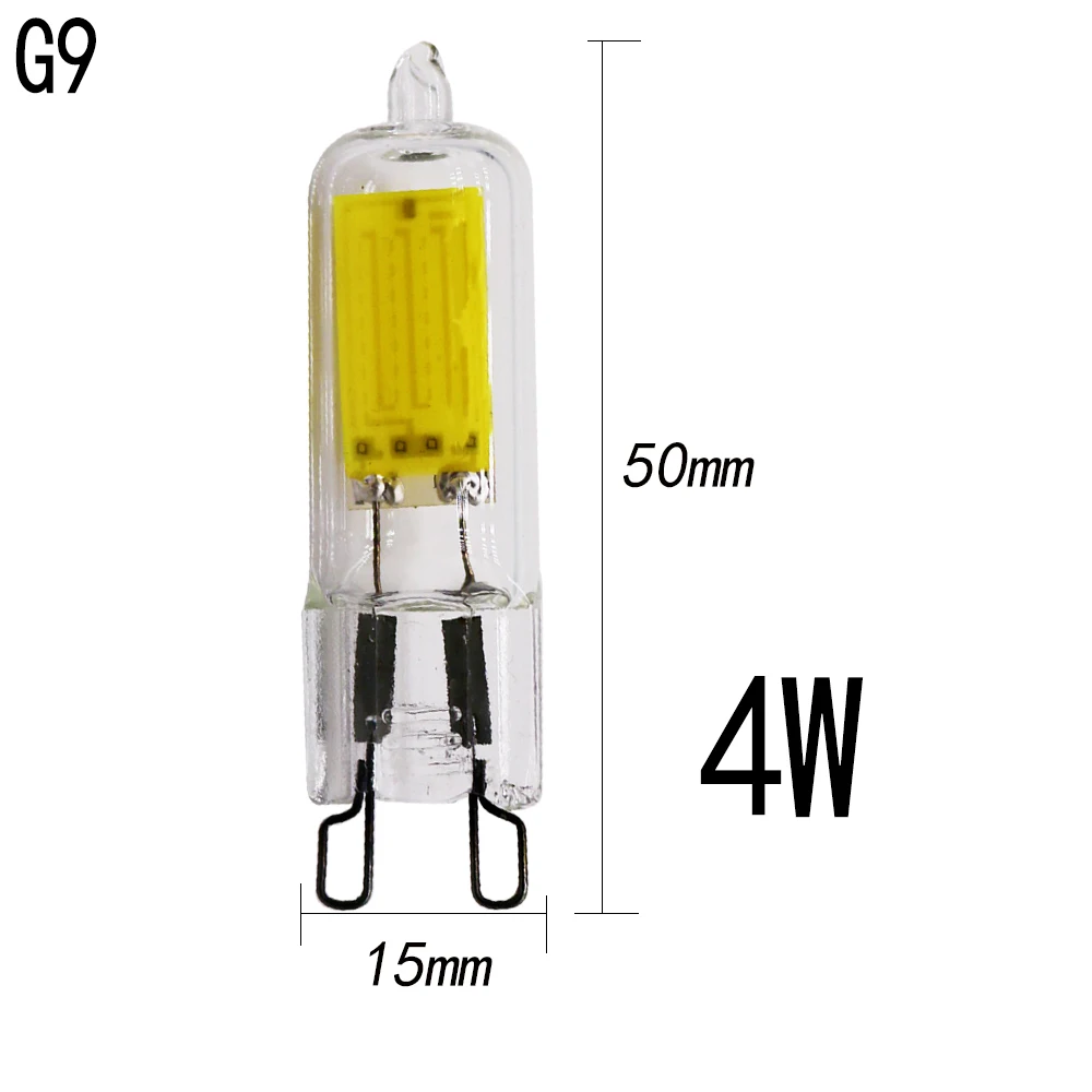 COB AC-DC220V 4W 20 шт. AC DC 220 в 360 градусов G9 без затемнения теплый холодный белый светодиодный светильник 4 Вт COB лампа Замена 30 Вт галогенный прожектор люстра 400LM - Испускаемый цвет: COB AC-DC220V 4W