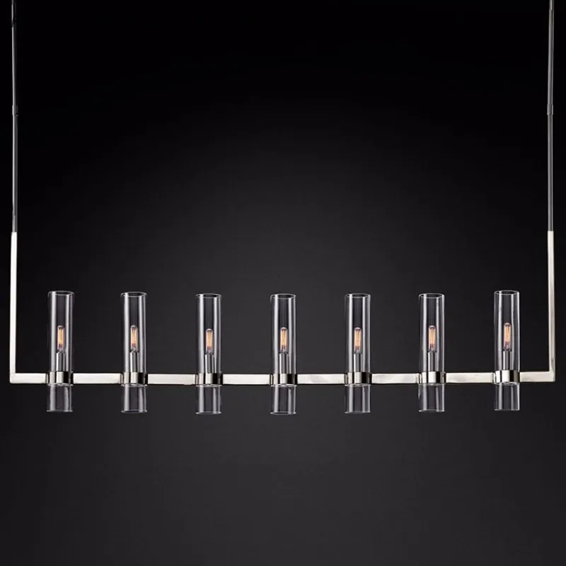 7 light line L150cm KOSTKING Американский Лофт RH E14 Led люстра золото/черный/хромированная Подвеска Люстра Освещение Фойе Ретро Стеклянные оттенки светодиодное освещение - Цвет корпуса: 7 light line L150cm