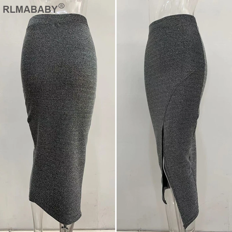 Rlmaaby, 5 цветов, Осень-зима, яркие шелковые женские юбки, тонкие, с разрезом, высокая талия, юбки, модная уличная одежда, длинные юбки