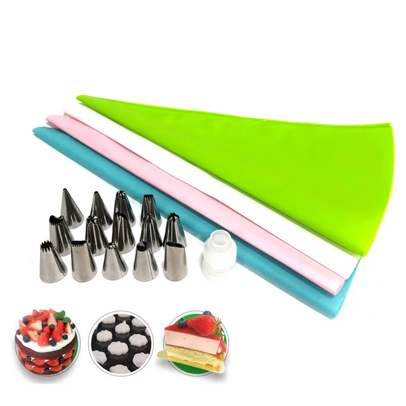 16 шт. силиконовый кондитерский мешок|Наборы кондитерских насадок| |