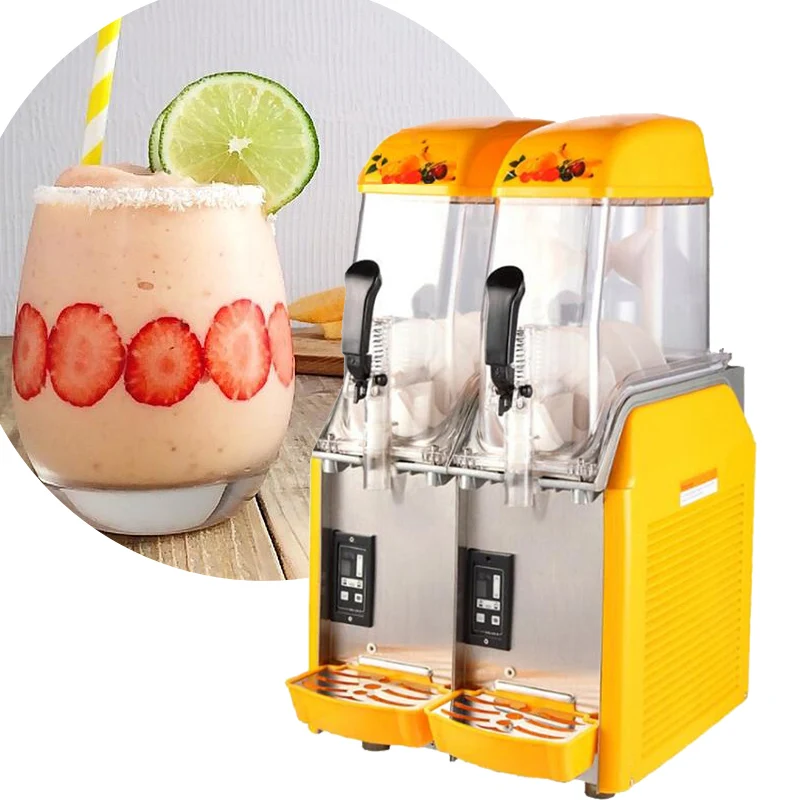 

Double Tank Automatic Snow Mud Machine Snow Melting Machine Ice Sand Ice Tea Juice Machine 220V/50Hz