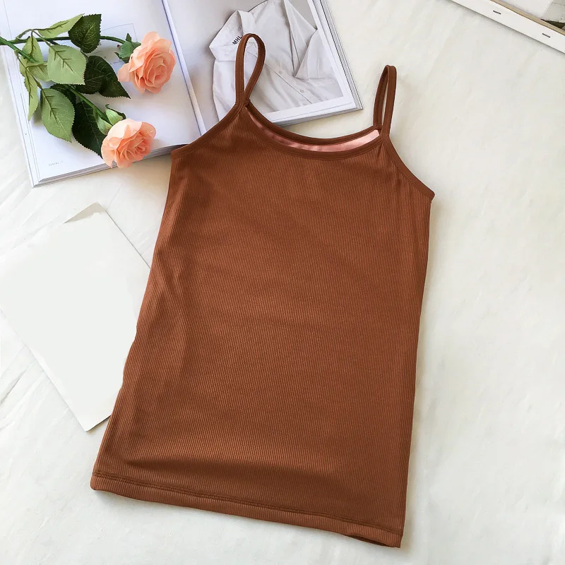 C Fashion Women Winter Warm Intimate Solid Color Tank Tops Sleeveless Spandex Vest Seamless Casual Tees - Цвет: C
