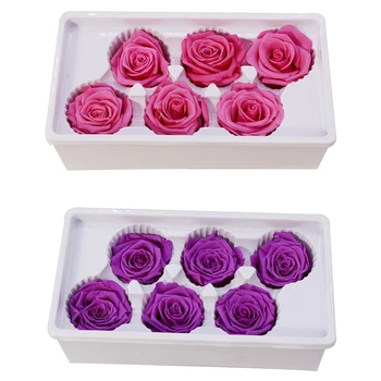 

2 Set Eternal Roses Heads,Real Natural Fresh Preserved Rose,Forever Rose,Immortal Flower Material,Pink & Purple