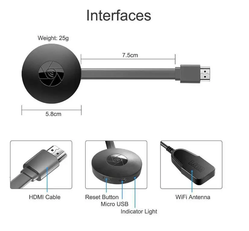 2,4G 1080P беспроводной HDMI Wifi Дисплей ТВ палка приемник ключ Google Home Mirascreen Miracast Airplay EZMira для iOS Android PC