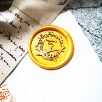 

Returns swallow Swallow with flower wreath Retro Wood Stamp Sealing Wax Seal Stamp Wedding Decorative sealing Stamp wax seals