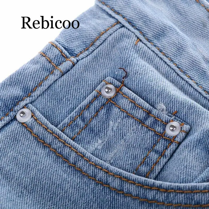 Sexy Women Ladies Summer High Waist Jeans Destroyed Ripped Distressed Slim Cool Denim Pants Boyfriend Trousers Blue