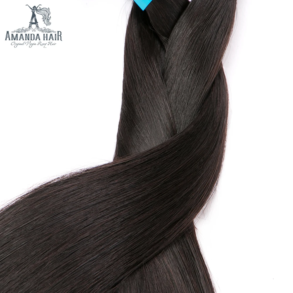 Аманда, бразильские волосы, волнистые пряди, прямые, 3/4 пряди, натуральный цвет, человеческие волосы для наращивания, 8-28 дюймов, волосы remy