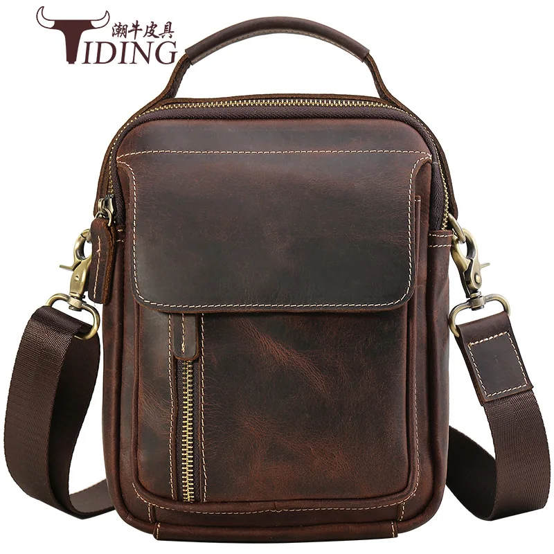 

Tiding New Style Retro MEN'S Leather Single-shoulder Bag Multi-functional Messenger Bag Horse Leather Outdoor Casual Bag