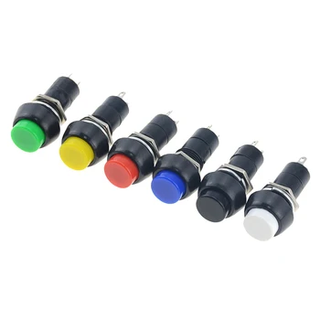 

6PCS 2PIN PBS-11A PBS-11B 12mm Self-locking Self-reset Plastic Push Button Switch momentary 3A 250V AC 6 Color