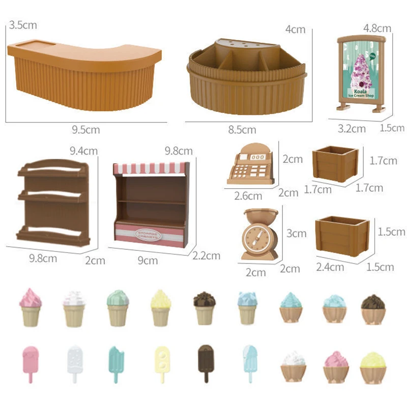 1/12 Forest Rabbit Animal Family Icecreamshop Set Toy Miniature Dollhouse Furniture Accessories Birthday Gift Toys For Girls 6