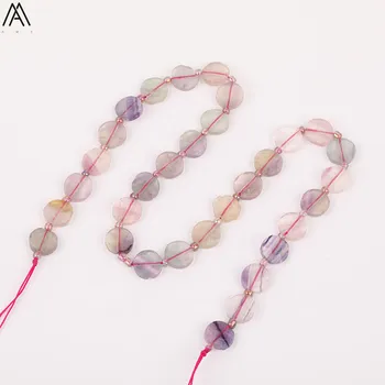

15.5 Inches/Strand 10mm Natural Purple Fluorite Stone Slab Slice Loose Beads,Flat Round Raw Stone Beads Charms DIY SY-677AMDE