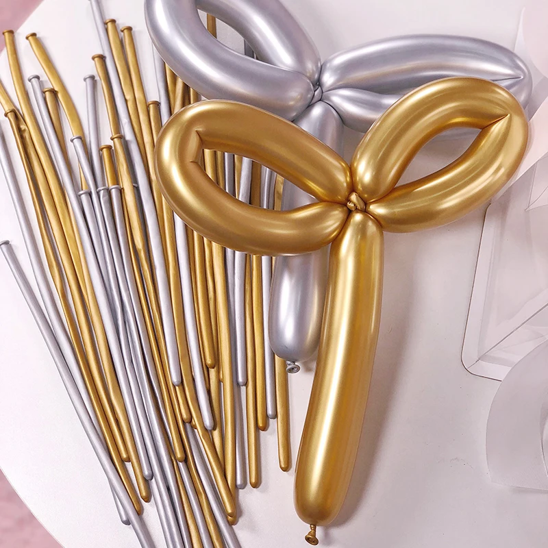 

10pcs Magic Long metallic balloons long strip Twist latex balloon Chrome Metal balloon Birthday Party decoration kids Air globos