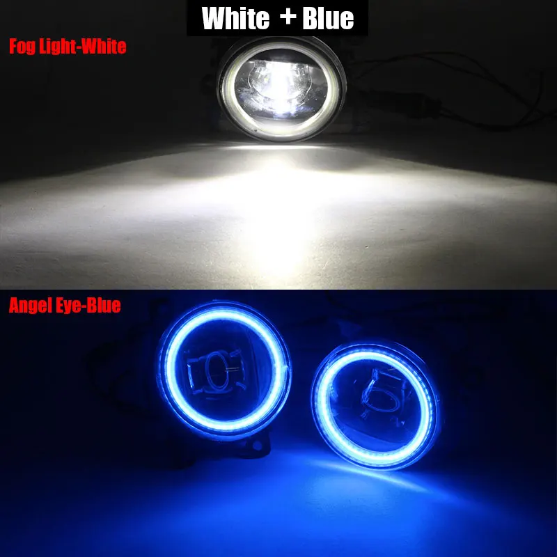 Cawanerl 2 шт. автомобиль светодиодный лампы 4000LM туман светильник глаза ангела дневного светильник DRL 12V для Fiat 500 L4 1.4L 2012 2013 - Цвет: White and Blue