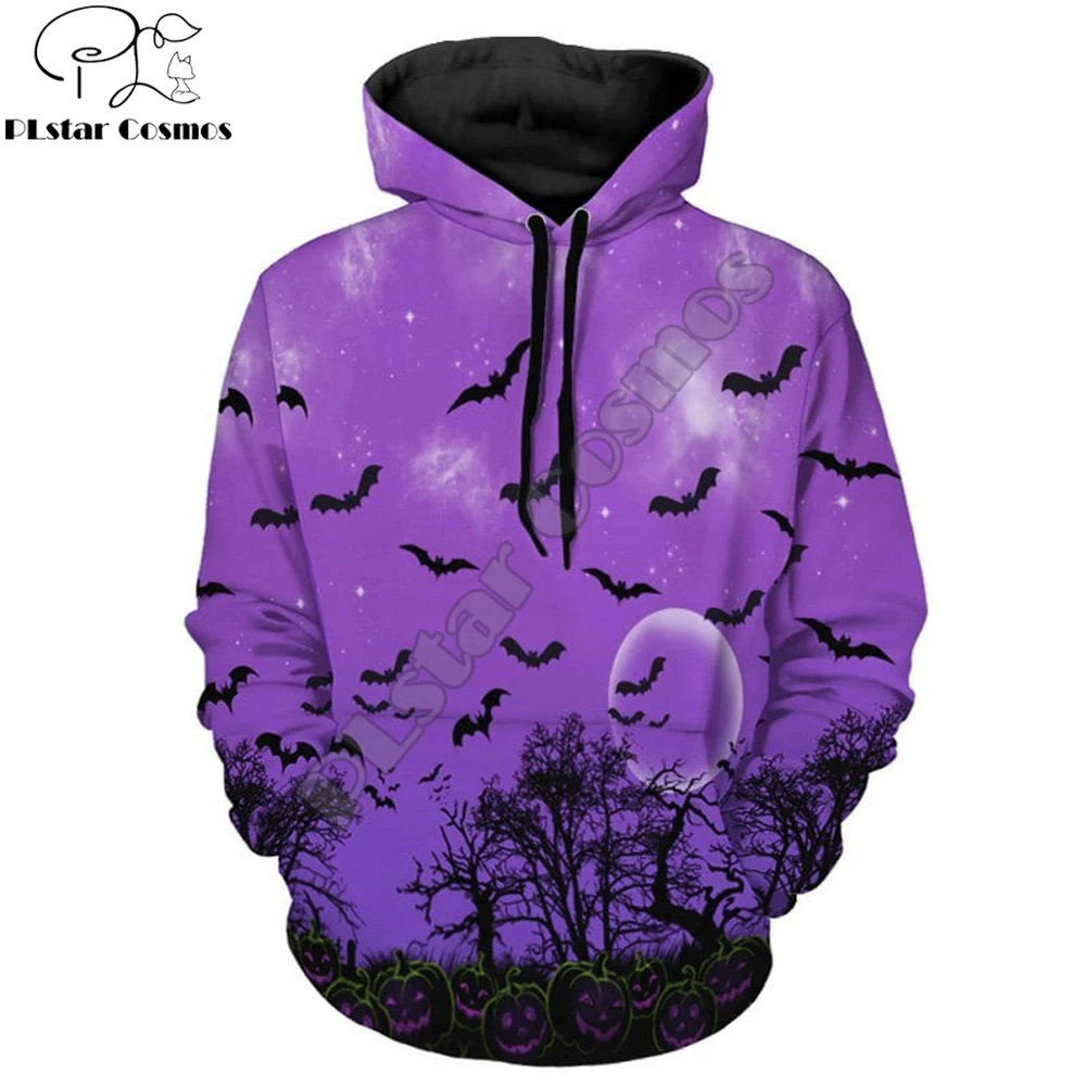 

2019 New Vintage Fashion 3d hoodies Halloween Pumpkin and Bat Print Drawstring Hoodie Harajuku streetwear sudadera hombre KB-12