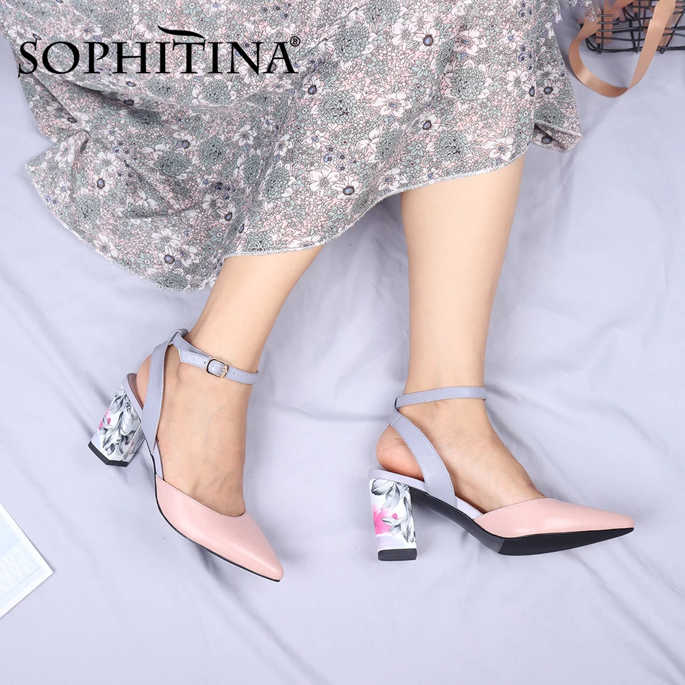 Женские туфли лодочки SOPHITINA овечья кожа Модная элегантная обувь с цветочным