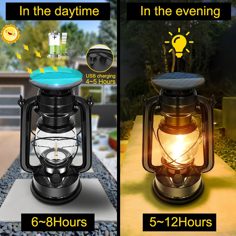 Lampes extérieur solaire Led avec / sans USB effet flamme lampes solaires  Jardin