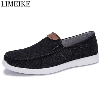 

LIMEIKE Summer Fashion Men Canvas Shoes Espadrilles Men Casual Shoes Slip on Breathable Loafers Men Flats Shoe