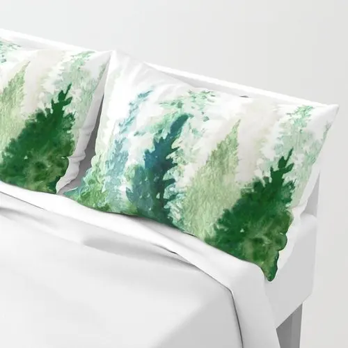 Nordic Style Double-Sided Leaves Green Plant Simple Cushion Environmental Protection Theme Waist Pillow 100% Polyester Cotton 