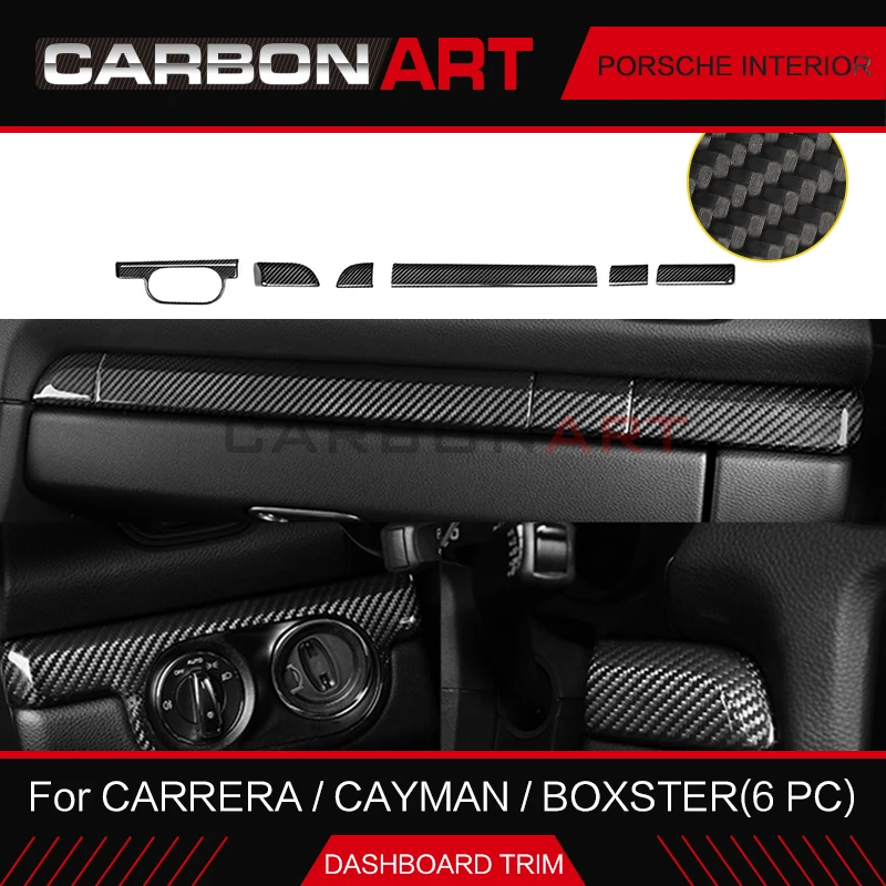 Настоящее углеродное волокно для Porsche внутренняя отделка Carrera Boxster Cayman 911 981 718 приборная панель 2013- RHD LHD автомобиля - Название цвета: Dashboard Trim 6PCS