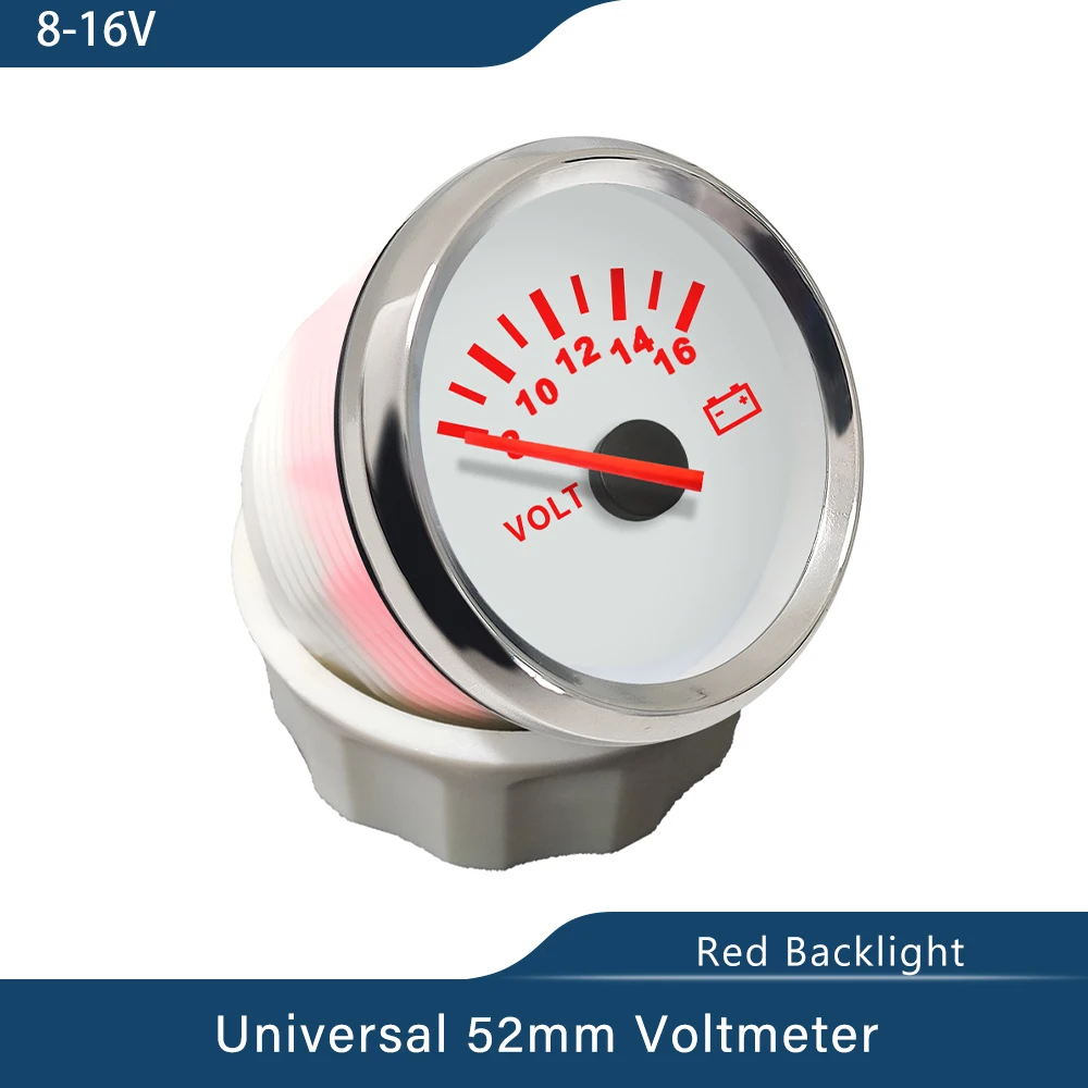 ELING Universal Waterproof 52mm Voltmeter Volt Gauge Meter 8 16V 16 32V