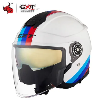 

GXT Motorcycle Helmet Half Face ABS Motorbike Helmet Electric Safety Double Lens Helmet Moto Casque for Women Men Casco Moto