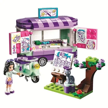 

10852 214Pcs Girls Compatible With Lepining Friends Emma's Drawing Art Stand Building Block Brick Toys For Children