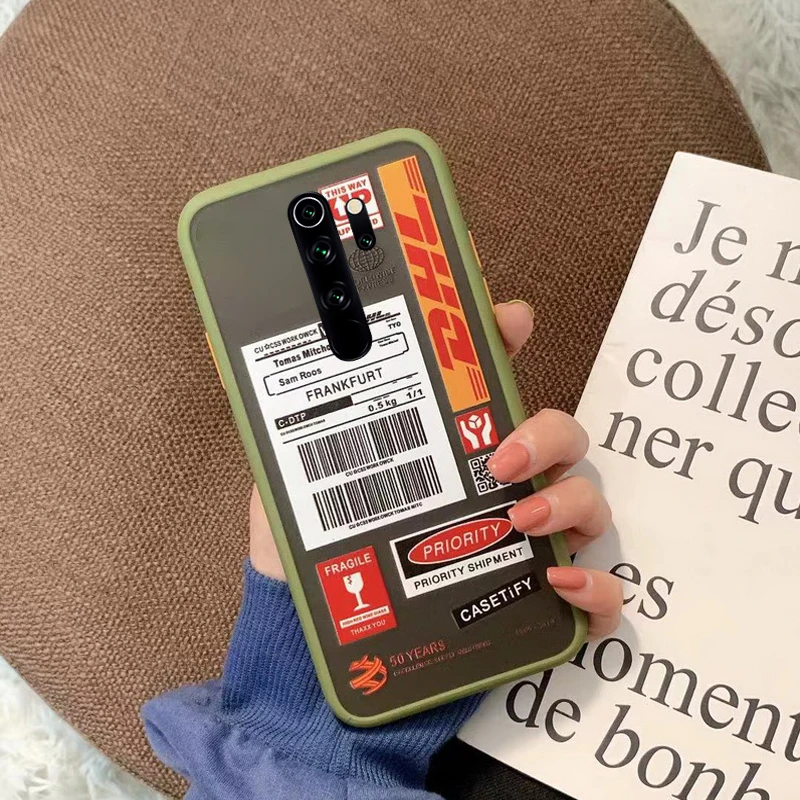 

For Xiaomi Redmi Note 8 Pro 7 K20 Fashion DHL Express Label Bar Code Pattern Silicone Case For Xiaomi Note 10 9 9T Pro A3 Lite
