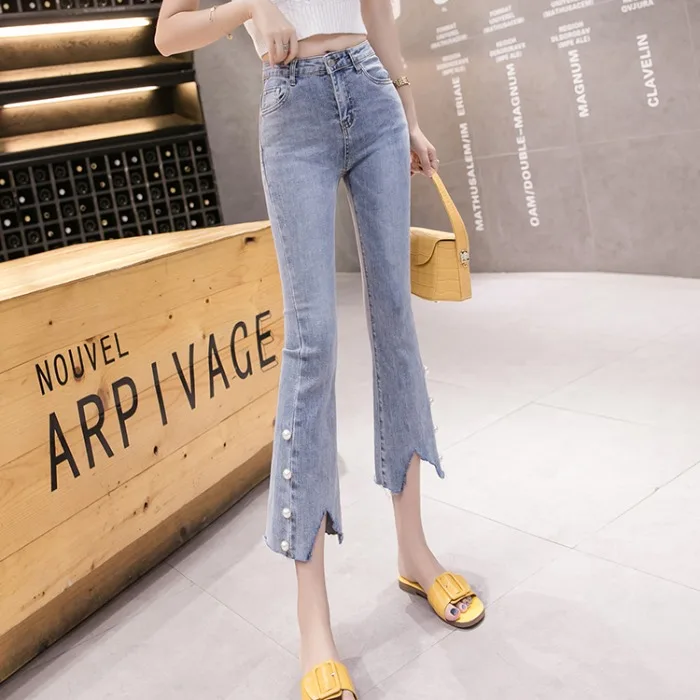

Net Red High Waist Slim Jeans Women 2020 Summer New Korean Style Loose Straight Flared Jeans Woman