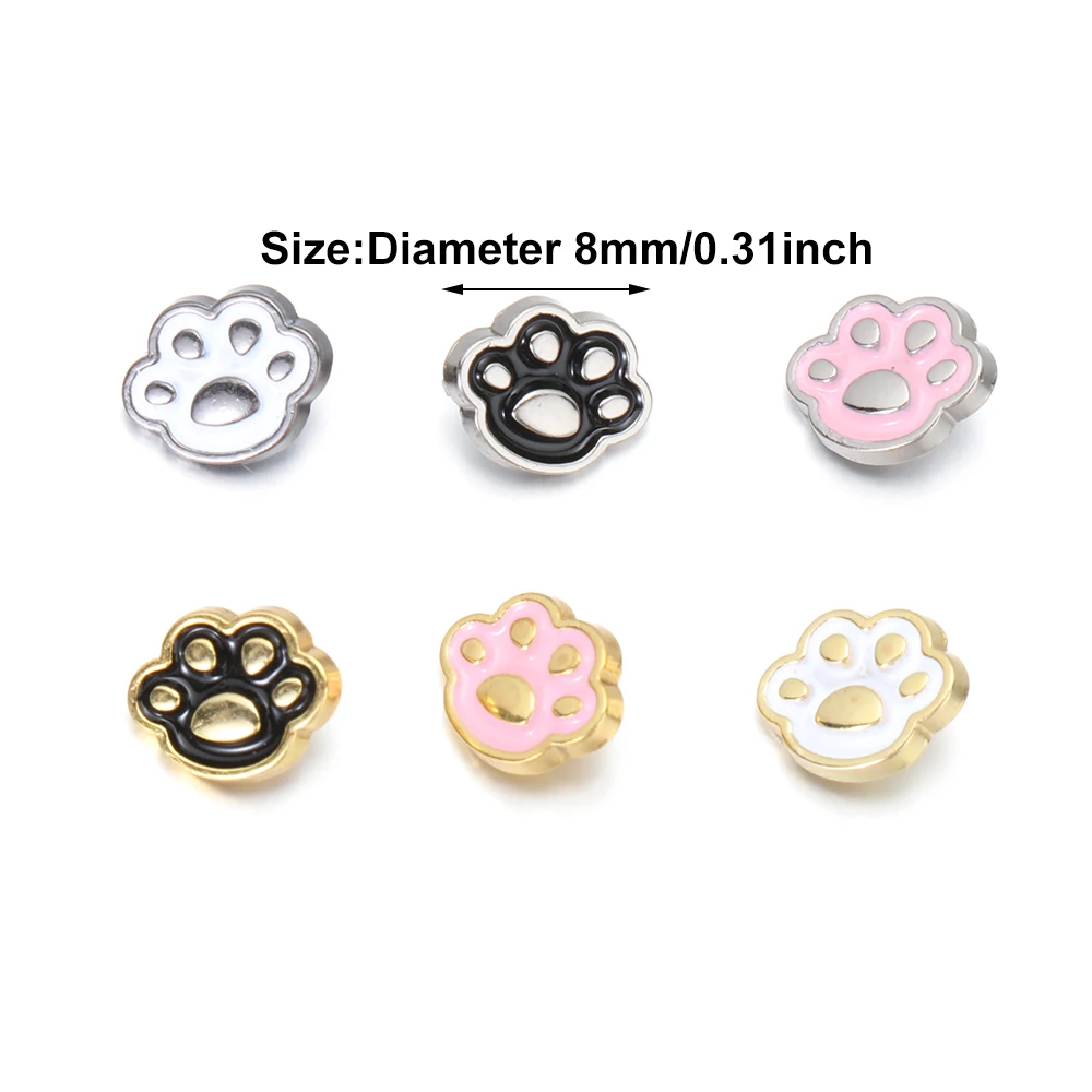 Metal Cat Paw Buttons for DIY Doll Clothes 8mm Mini Decoration
