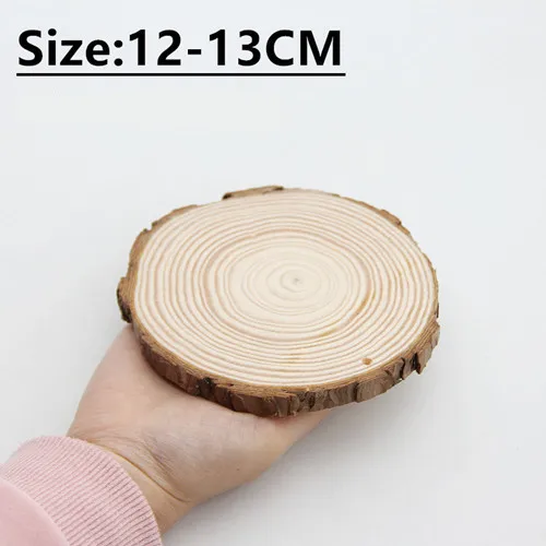 12-13cm DIY 1 шт. НЕОБРАБОТАННАЯ древесина с отверстием натуральные круглые деревянные ломтики круги с деревом кора бревна диски для художественного ремесла украшения дома - Цвет: 12-13cm
