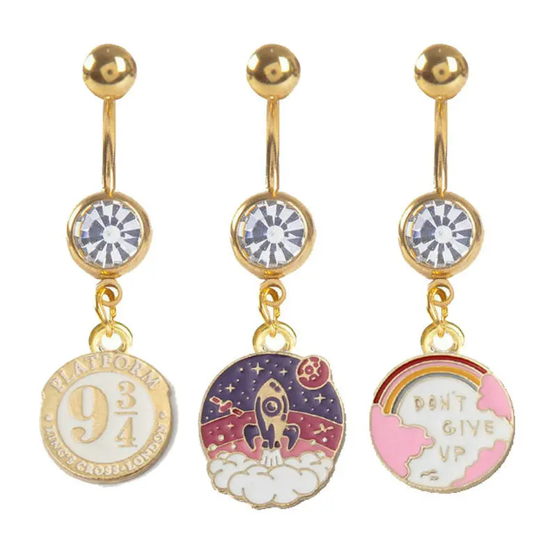 

12pcs/lot Mix Styles Pandent Belly Bar Stainless Steel Navel Ring Sexy Piercing Ombligo Body Piercing Jewelry