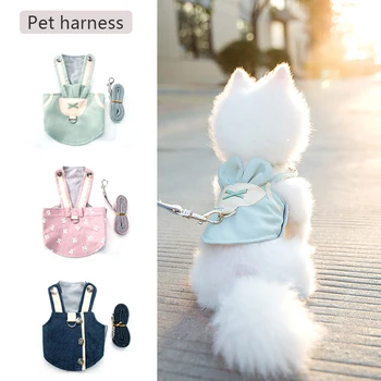 

Cute Cat Dog Harness And Leash Set Breathable Dog Vest Harness For Small Dogs Walking Rope Outdoor Puppy Chest Strap Lead Belts