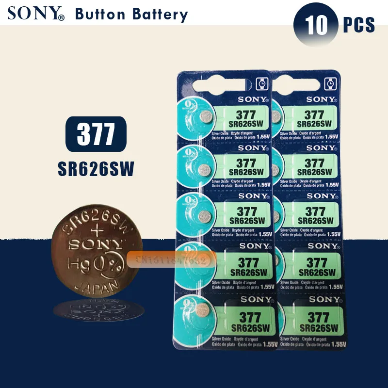 Новинка от SONY 10 шт. 100% оригинал 377 SR626SW 626 SR626 V377 AG4 кнопка аккумулятора монета