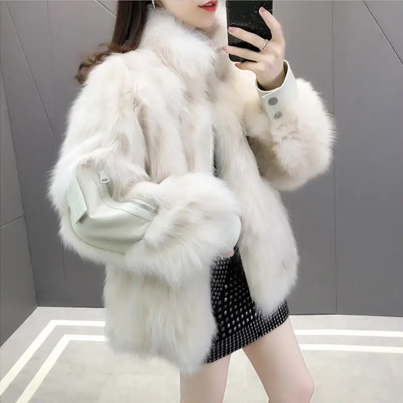 Women 2020 Autumn Winter Furry Faux Fur Coat Female Thick Warm