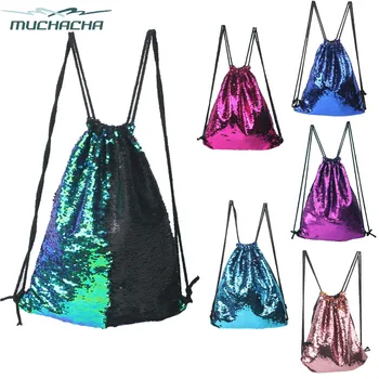 

Fashion Travel Sport Women Glittering Dance Daypack Sequin Drawstring Backpack Bag