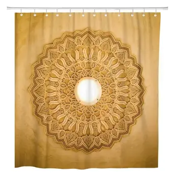 

72"x72" Shower Curtain Waterproof Polyester Fabric Pattern Intricate Carvings Ceiling Moorish Dome Historic Morocco Palace