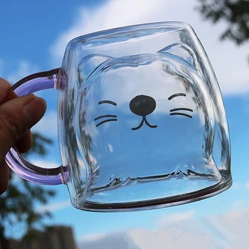 

3D 2-tier Lovely Panda Bear mug Cute panda duck mug Shaped Double Wall Glass Mugs Resistant Kungfu Tea Mug Milk Lemon Juice Cup