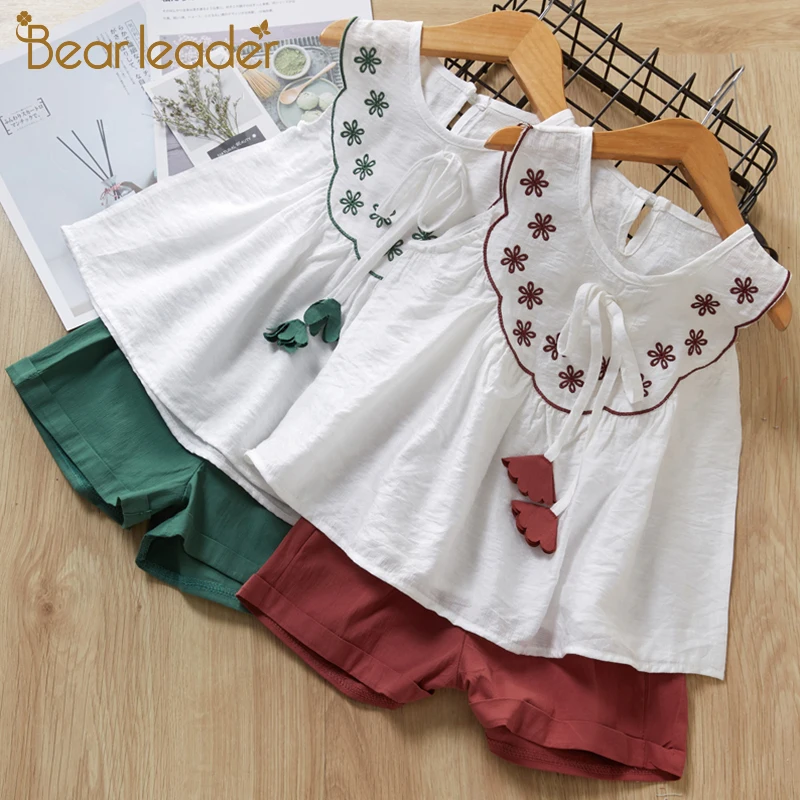 Bear leader/платье для девочек г. Новая детская одежда Комплекты с платьем на бретельках детская одежда, пуловер рубашка в полоску+ платье/Джинсовый комплект