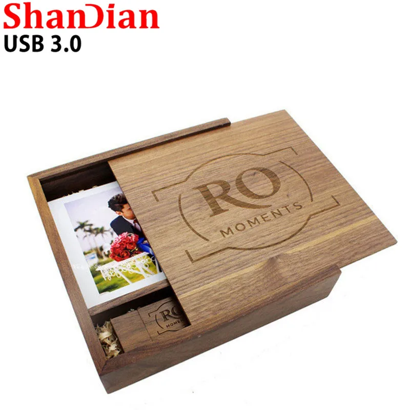 

SHANDIAN USB 3.0 customer LOGO Wooden Photo Album usb+Box usb flash drive U disk Pendrive 8GB 16GB 32GB photography Wedding gift