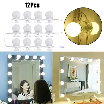 

12Pcs Makeup Mirror Light Bulbs Dimmable DIY Hollywood Vanity LED Light Bulbs String Kit Wall Lamp Light for Dressing Table