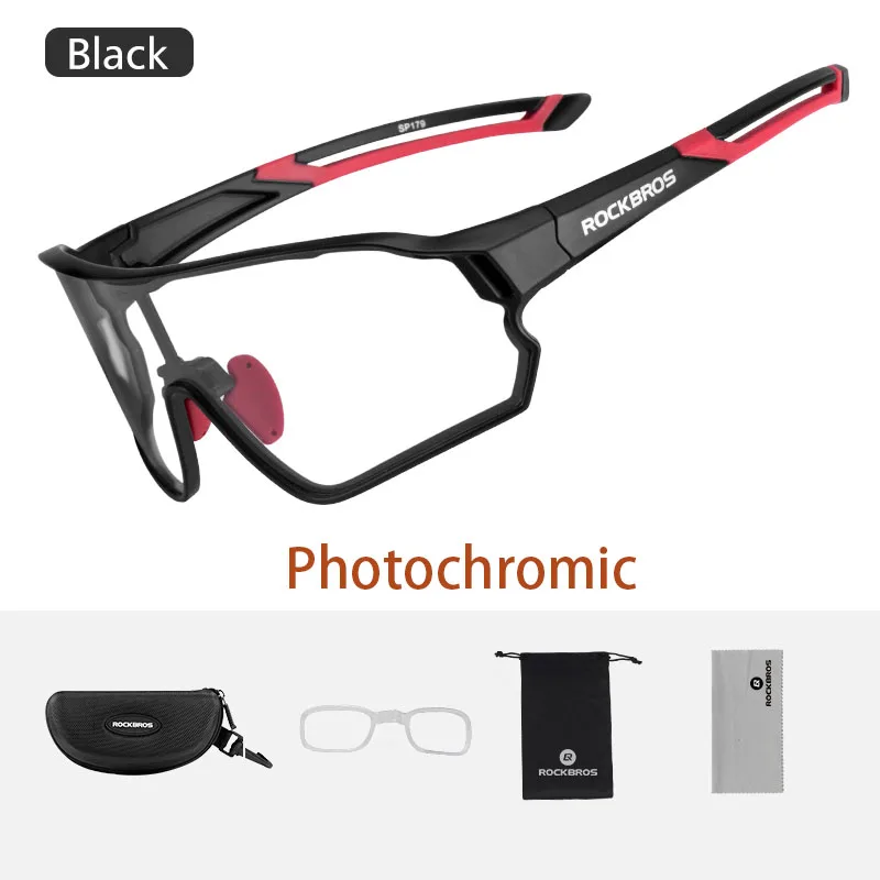 ROCKBROS спортивные очки для занятий на открытом воздухе велосипед велосипедные очки поляризованный фотохромный очки MTB дорожный велосипед солнечные очки - Цвет: Style 2-Black