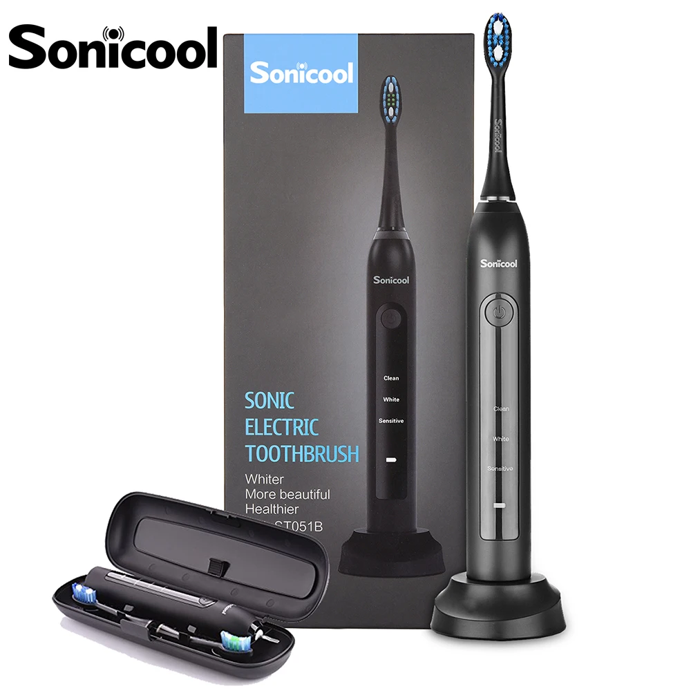 Sonic ool 051B ультра звуковая электрическая зубная щетка USB перезаряжаемые зубные щетки с 4 шт. DuPont сменные головки