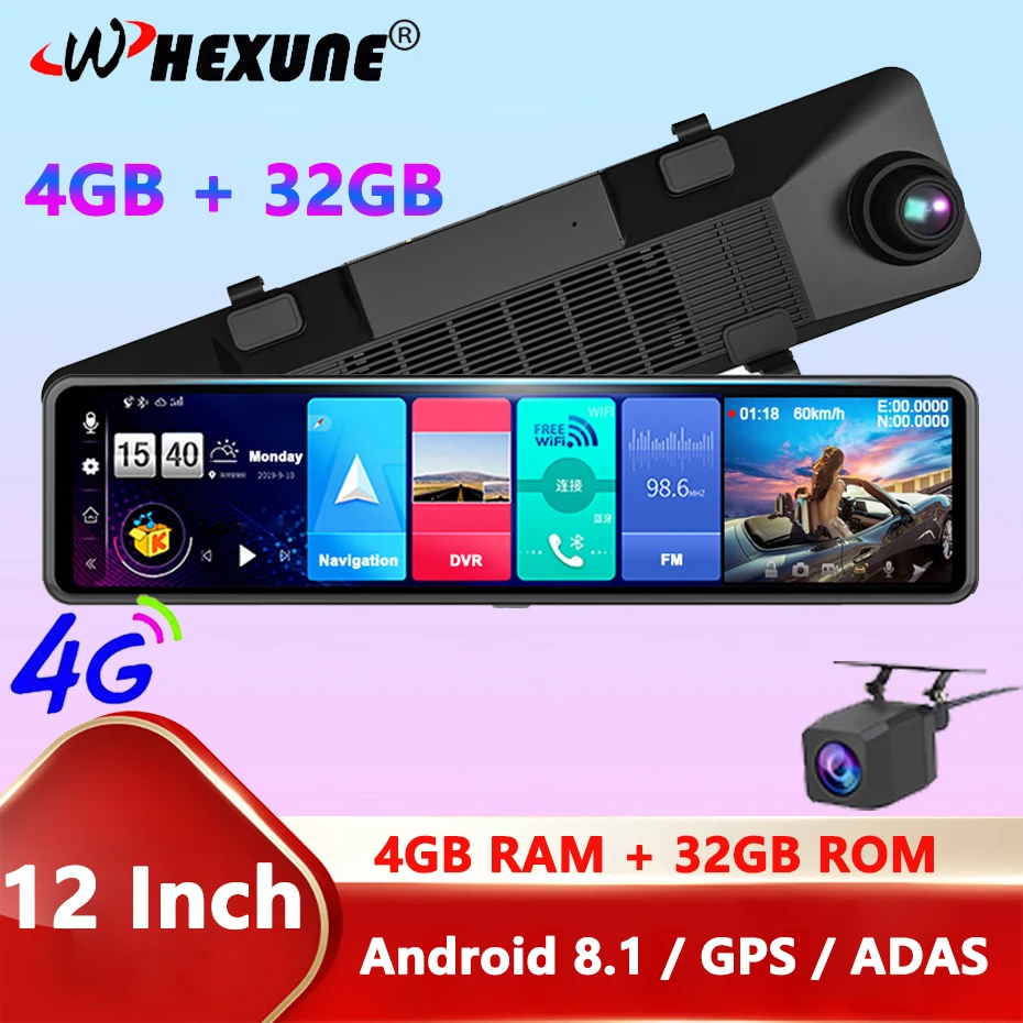12 4G WiFi Android 8.1 Car DVR Rearview Mirror Dash Cam 2G+32G Navigation ADAS Video Recorder 12 4G WiFi Android 8.1 Car DVR Rearview Mirror Dash Cam 2G+32G Navigation ADAS Video Recorder
