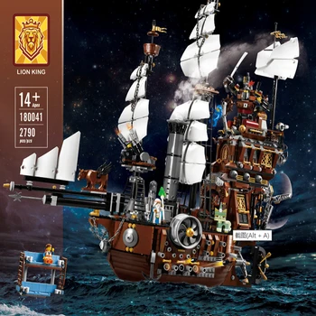 

Pirate ships of the Caribbean Movie Metalbeard's Sea Cow Model Building Blocks Bricks Compatible 70810 Christmas Gift Toys